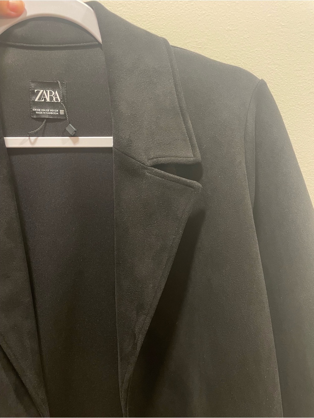 Zara Black Suede Longline Trench Coat Blazer Size XS - Picture 4 of 4